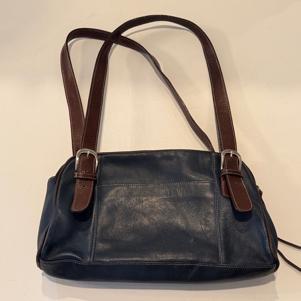 Stylish Navy and Brown Shoulder Bag